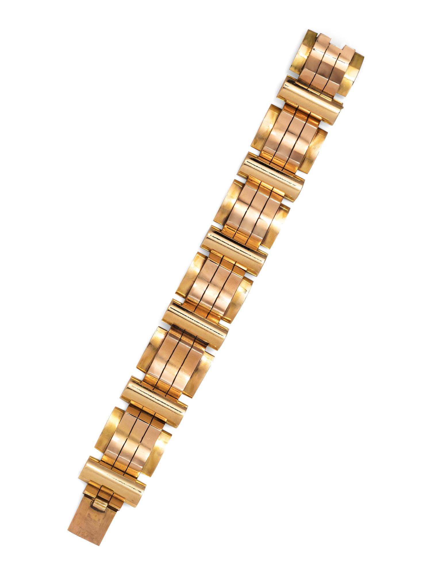 A Retro Bicolor Gold Bracelet,