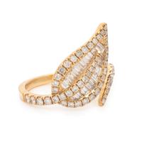 Diamond and Yellow Gold Leaf Bypass Ring