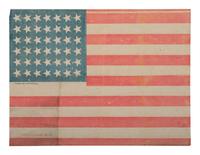 [FLAGS]. 42-star American flag on tissue, made by Dennison Mfg. Co. Ca 1889-1890.