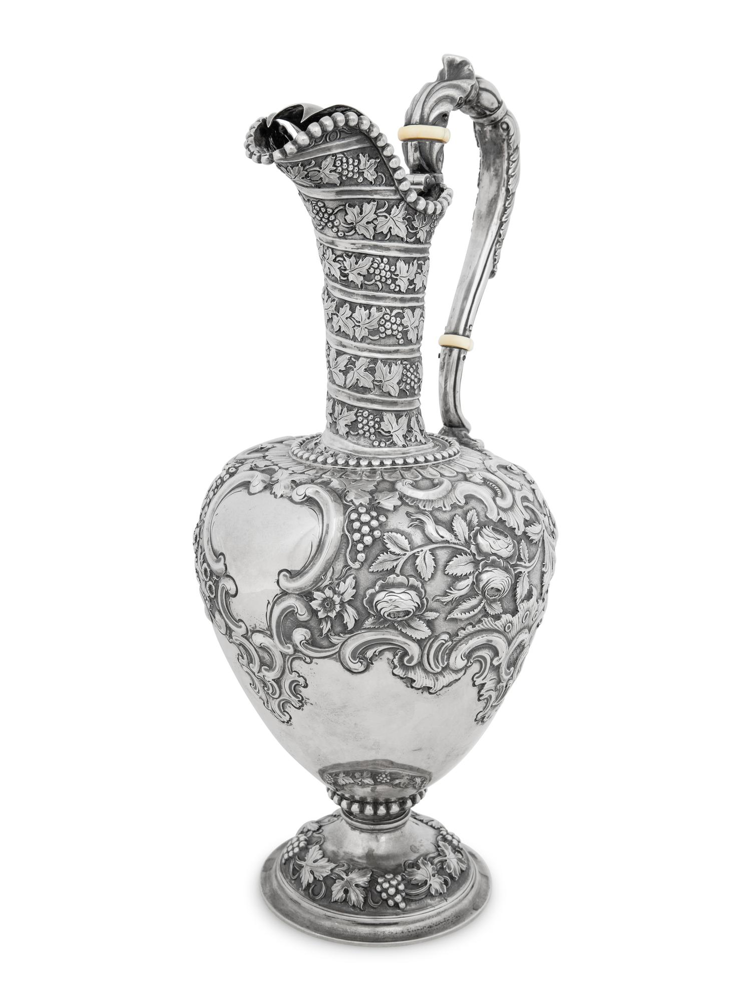 A Scottish Victorian Silver Repousse Ewer