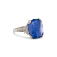 ART DECO, SAPPHIRE AND DIAMOND RING