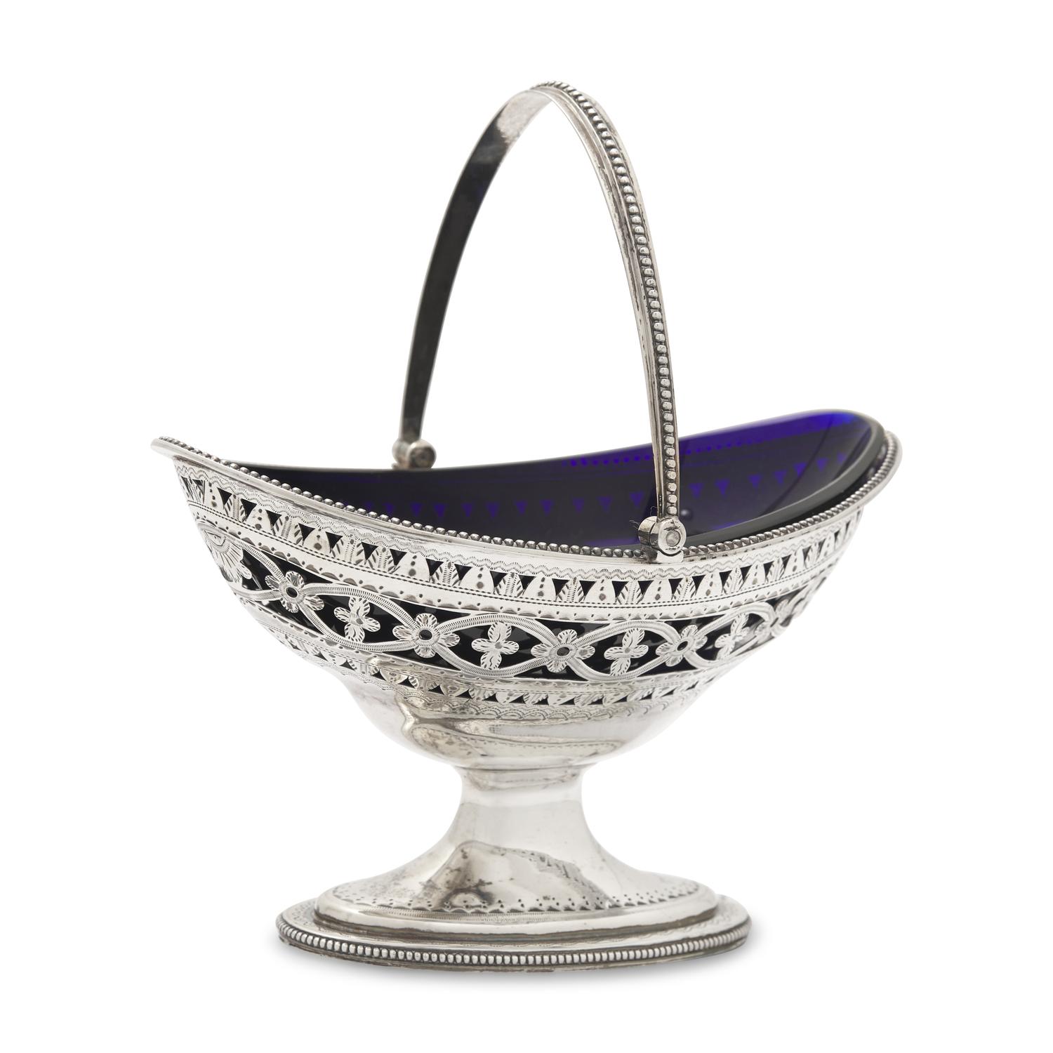 A George III Engraved and Pierced Silver Sugar Basket