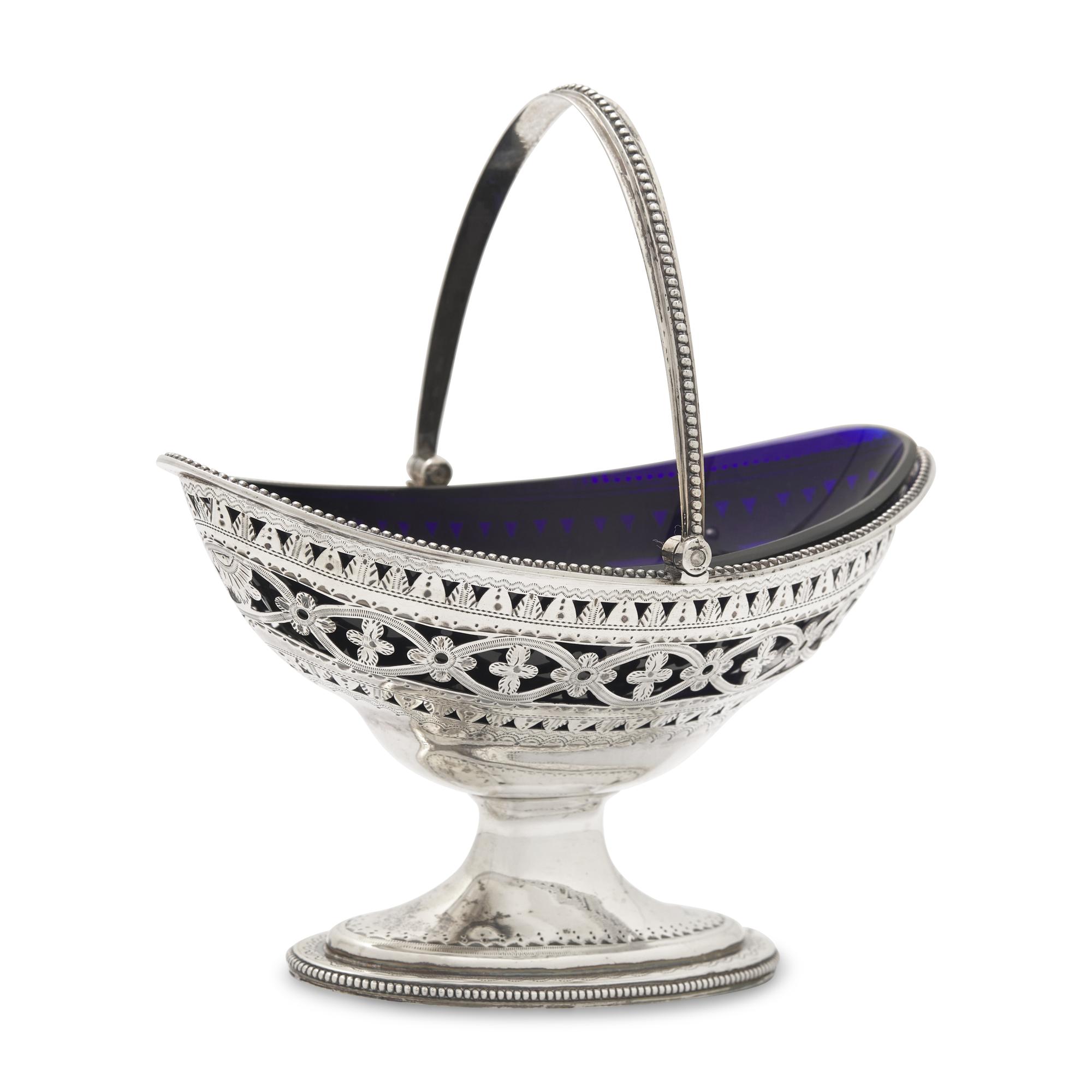 A George III Engraved and Pierced Silver Sugar Basket