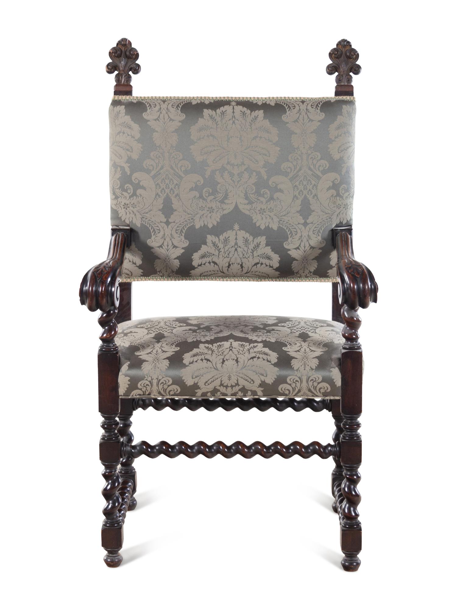 An Italian Baroque Style Walnut Armchair