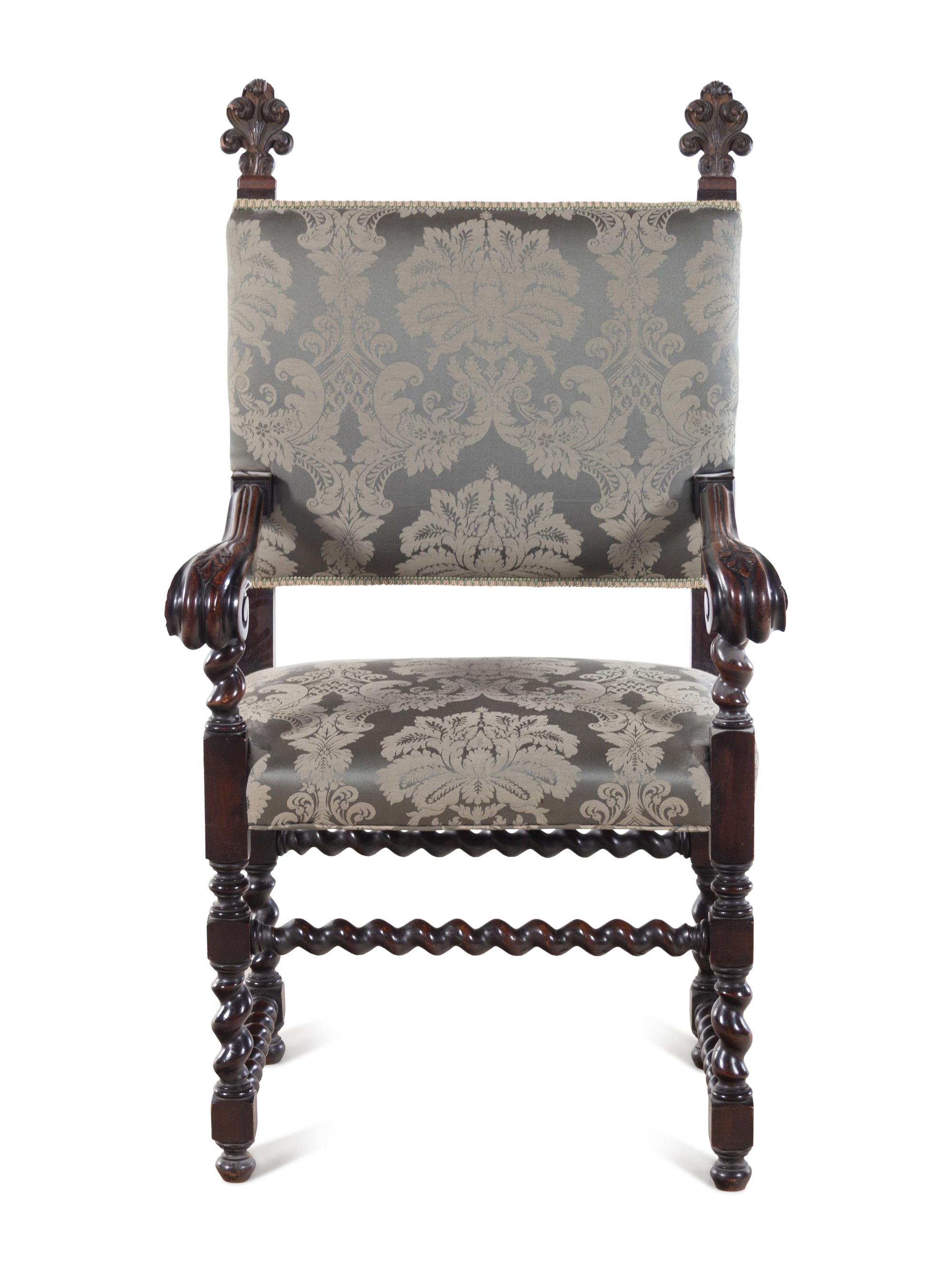 An Italian Baroque Style Walnut Armchair