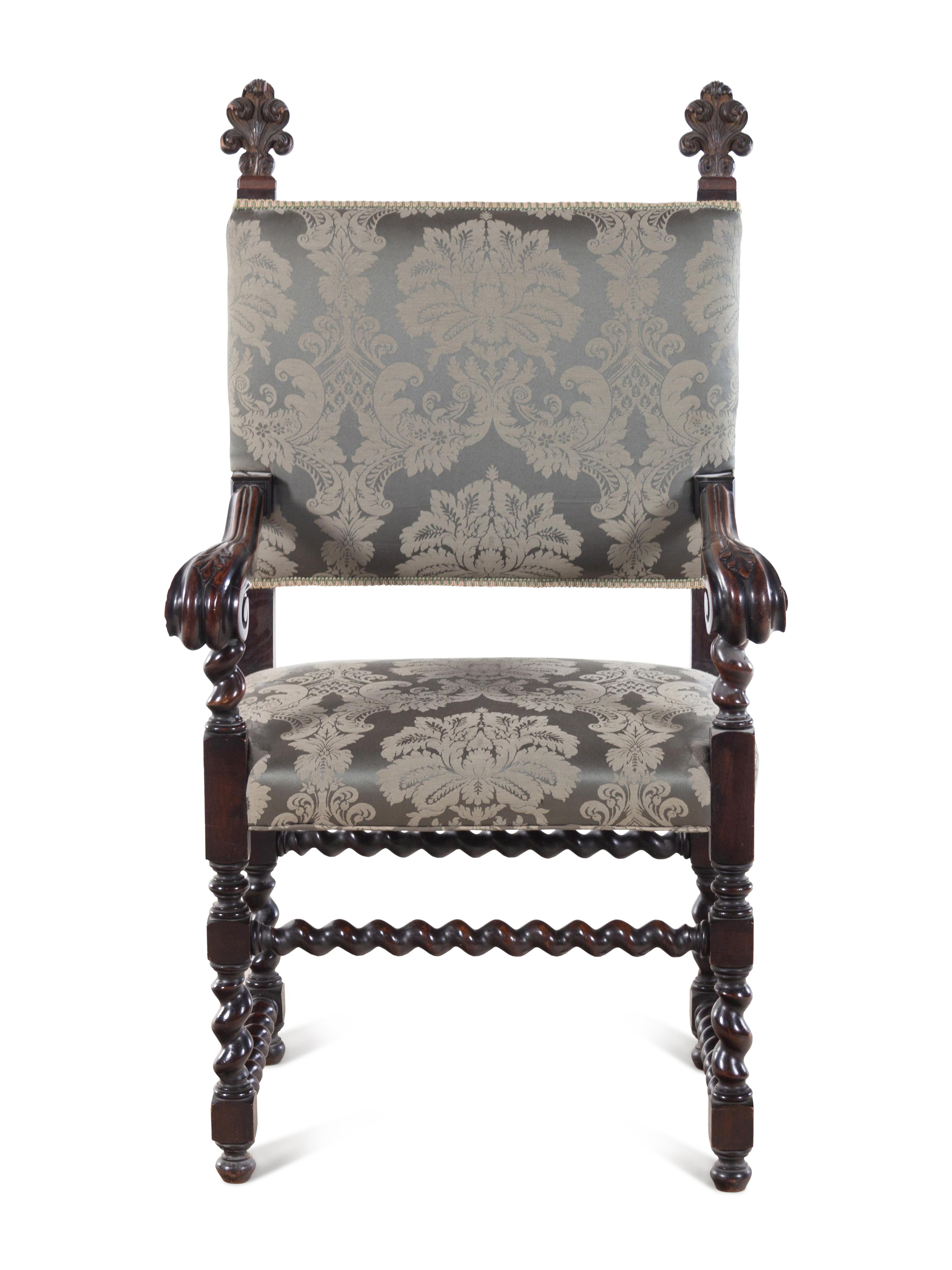 An Italian Baroque Style Walnut Armchair