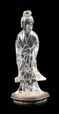 A Carved Rock Crystal Figure of Standing Guanyin Height 10 1/4 inches. — EARLY 20TH CENTURY