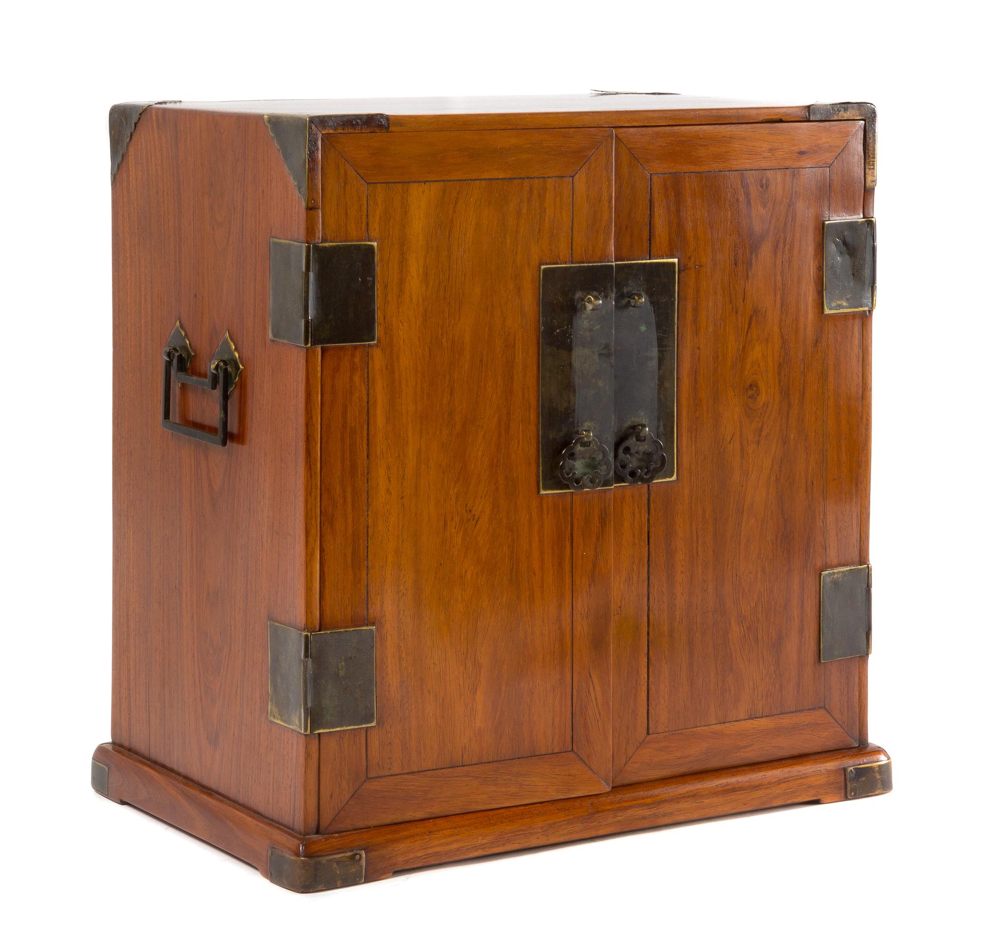 A Chinese Huanghuali Medicine Cabinet, Yaoxiang Height 14 3/4 x width 13 3/4 x depth 8 7/8 inches. — EARLY-MID QING DYNASTY