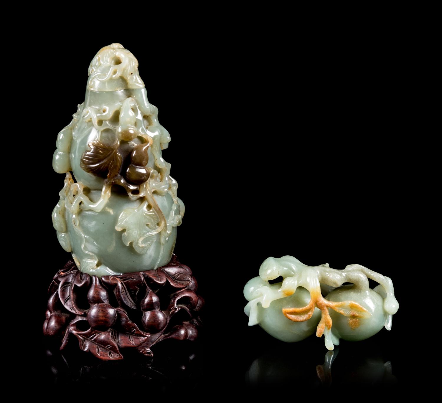 Two Celadon and Russet Jade Articles