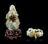 Two Celadon and Russet Jade Articles