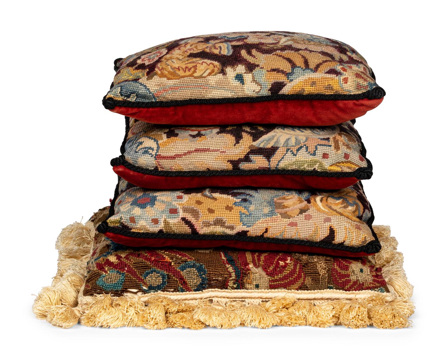 Four Gros Point Needlework Cushions