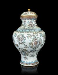 A Painted Enamel on Bronze Covered Jar