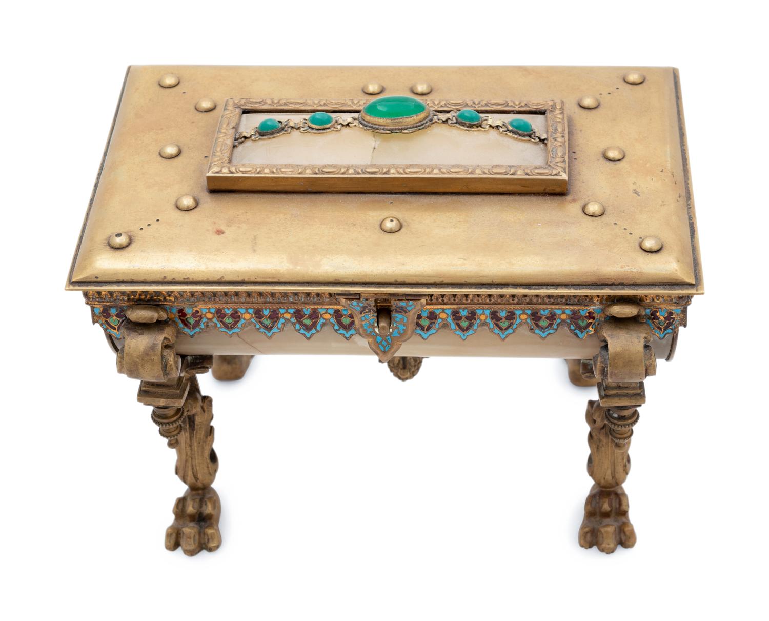 A French Onyx and Champlevé Table Casket