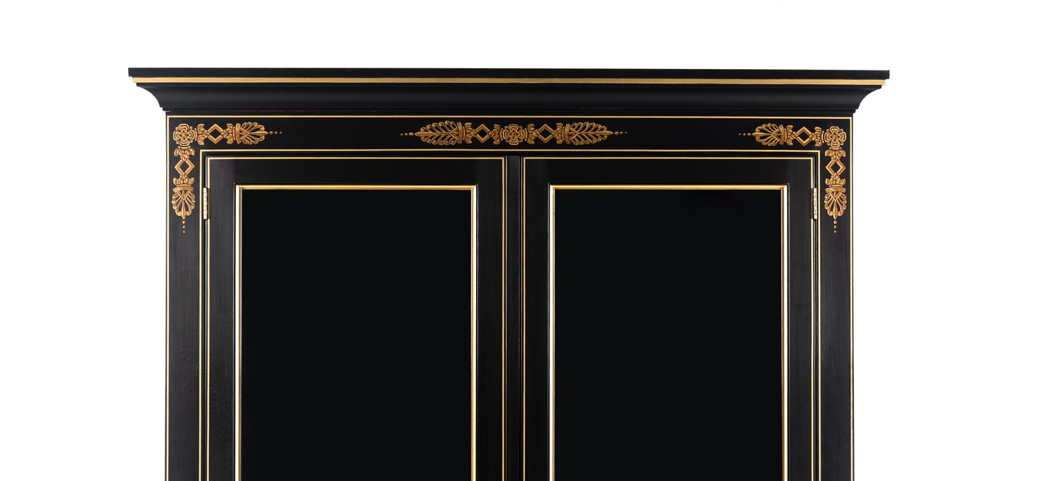 A Kindel Empire Style Ebonized Vitrine Cabinet