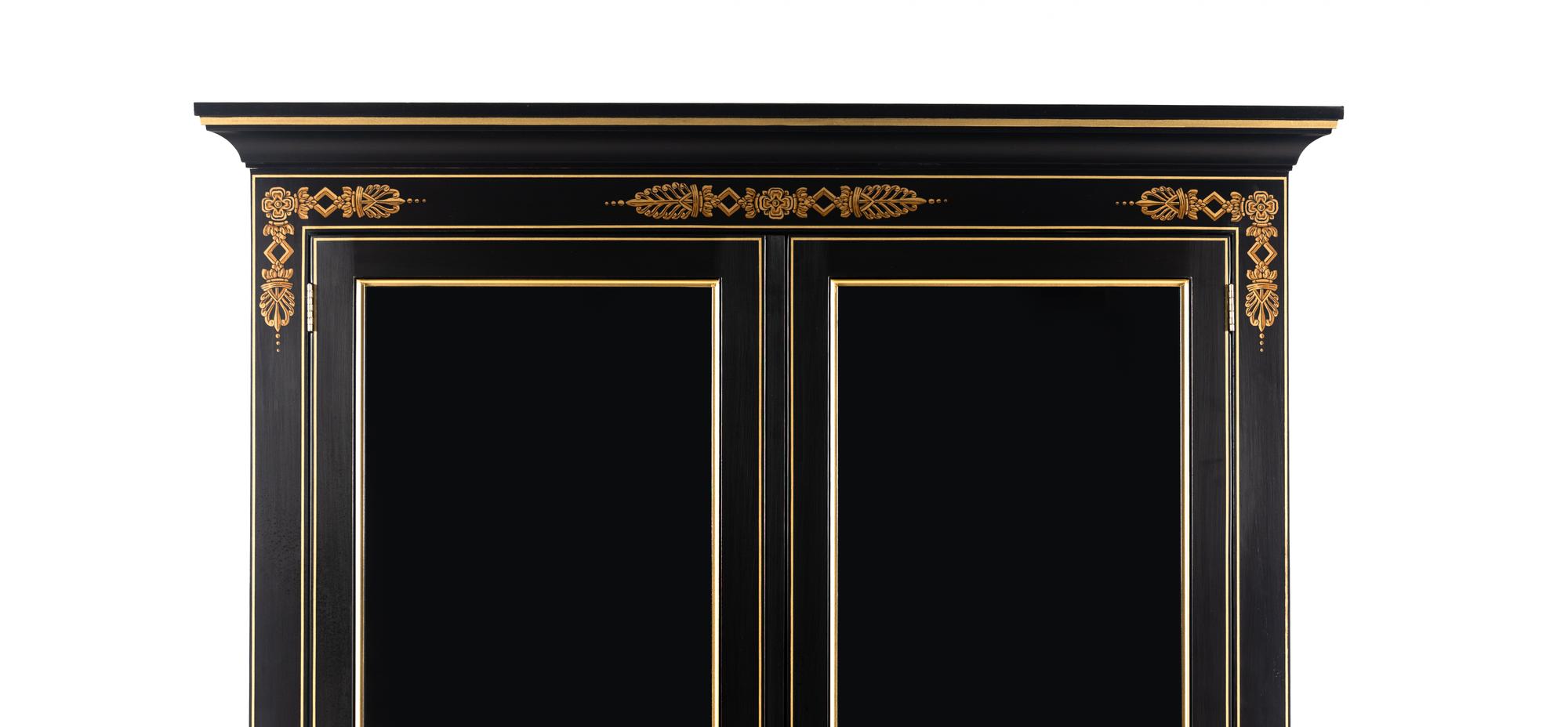 A Kindel Empire Style Ebonized Vitrine Cabinet