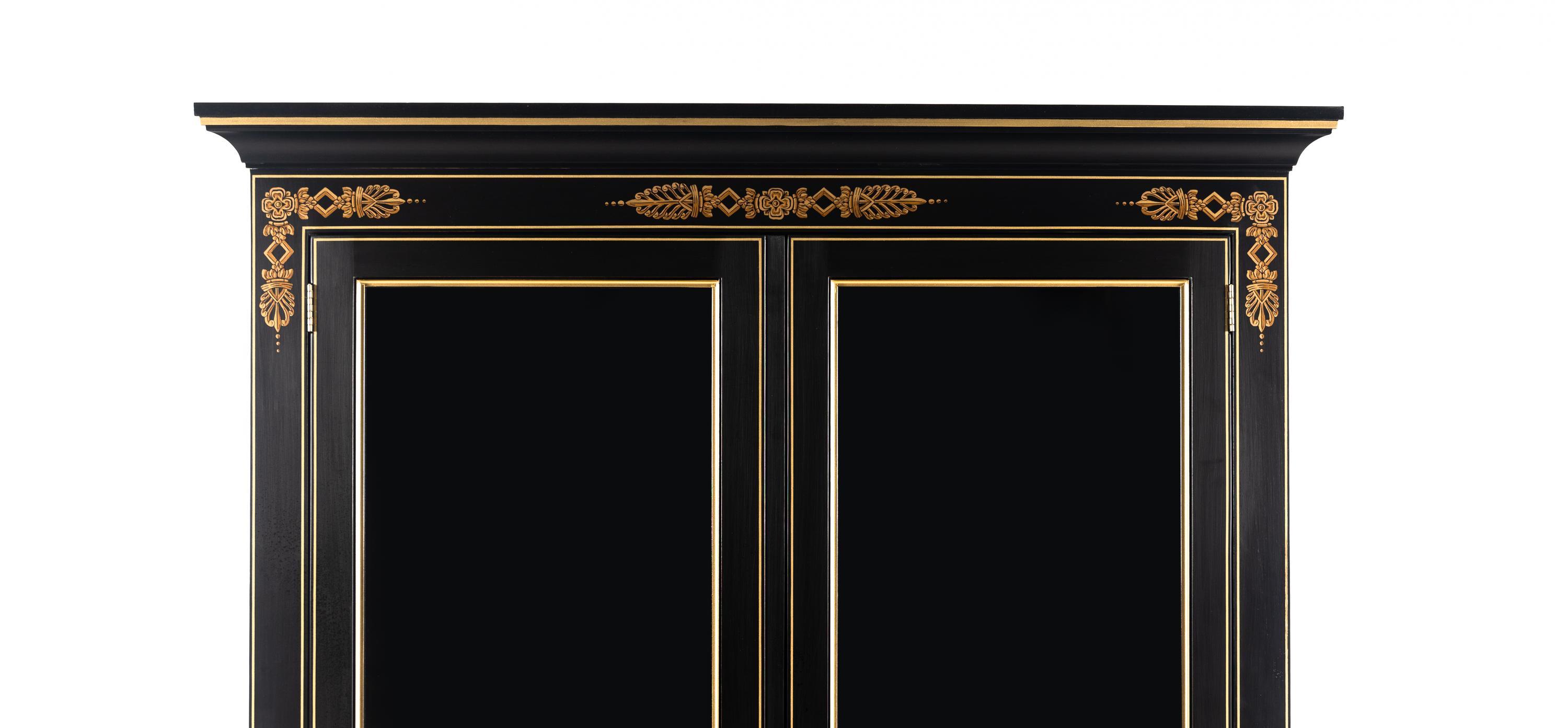 A Kindel Empire Style Ebonized Vitrine Cabinet