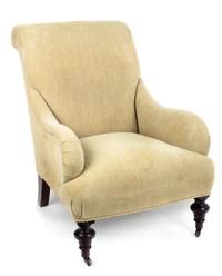 A Beige Chenille-Upholstered Club Chair Height 36 inches. — 20TH CENTURY