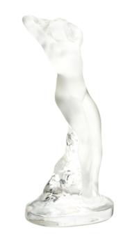 A Lalique Molded and Frosted Glass Figure, Height 9 1/4 inches.