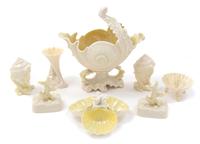 Eight Belleek Table Articles Height of tallest 8 1/8 inches. — SECOND BLACK MARK THROUGH SEVENTH GOLD MARK (1891-1993)