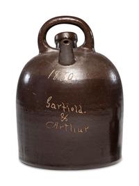 A 'Garfield and Arthur' Presidential Campaign Albany Slip-Glazed Harvest or Field Jug