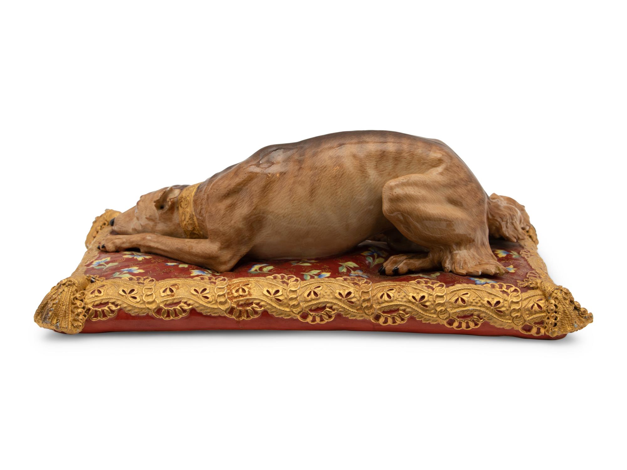 A Meissen Parcel Gilt Porcelain Model of Empress Catherine II of Russia's Favorite Dog