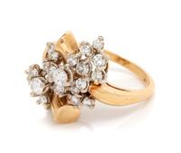 A 14 Karat Bicolor Gold and Diamond Ring,