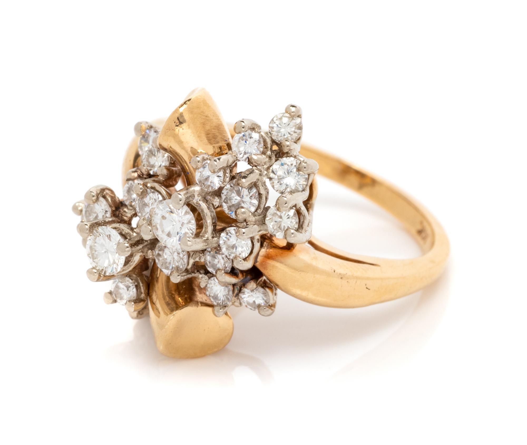 A 14 Karat Bicolor Gold and Diamond Ring,