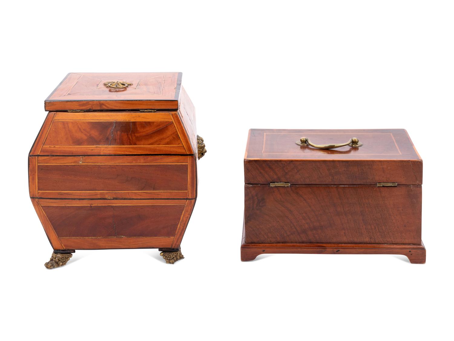 Two English Mahogany Tea Caddies