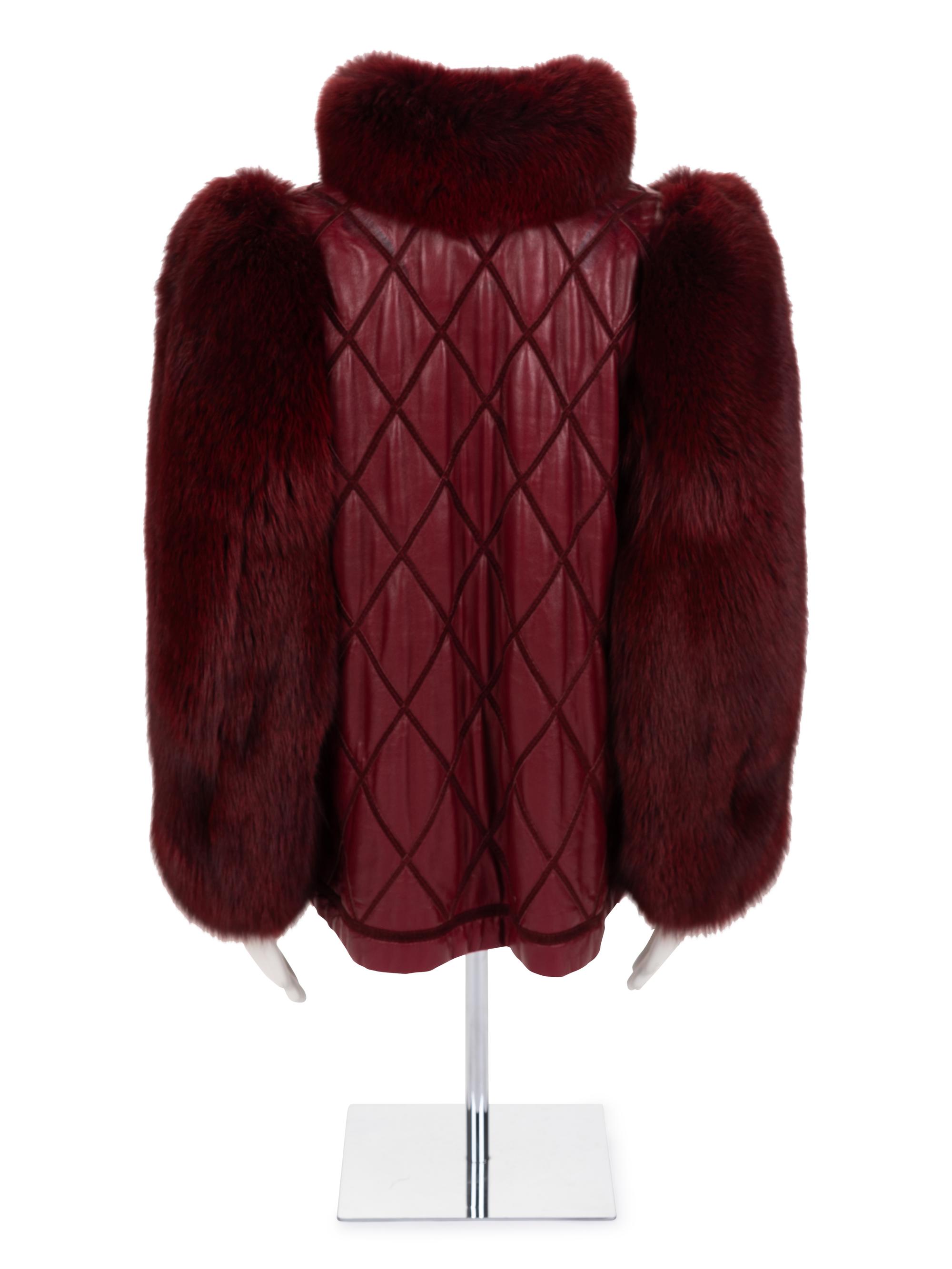 Christian Dior Leather and Fox Fur Coat, 1980s