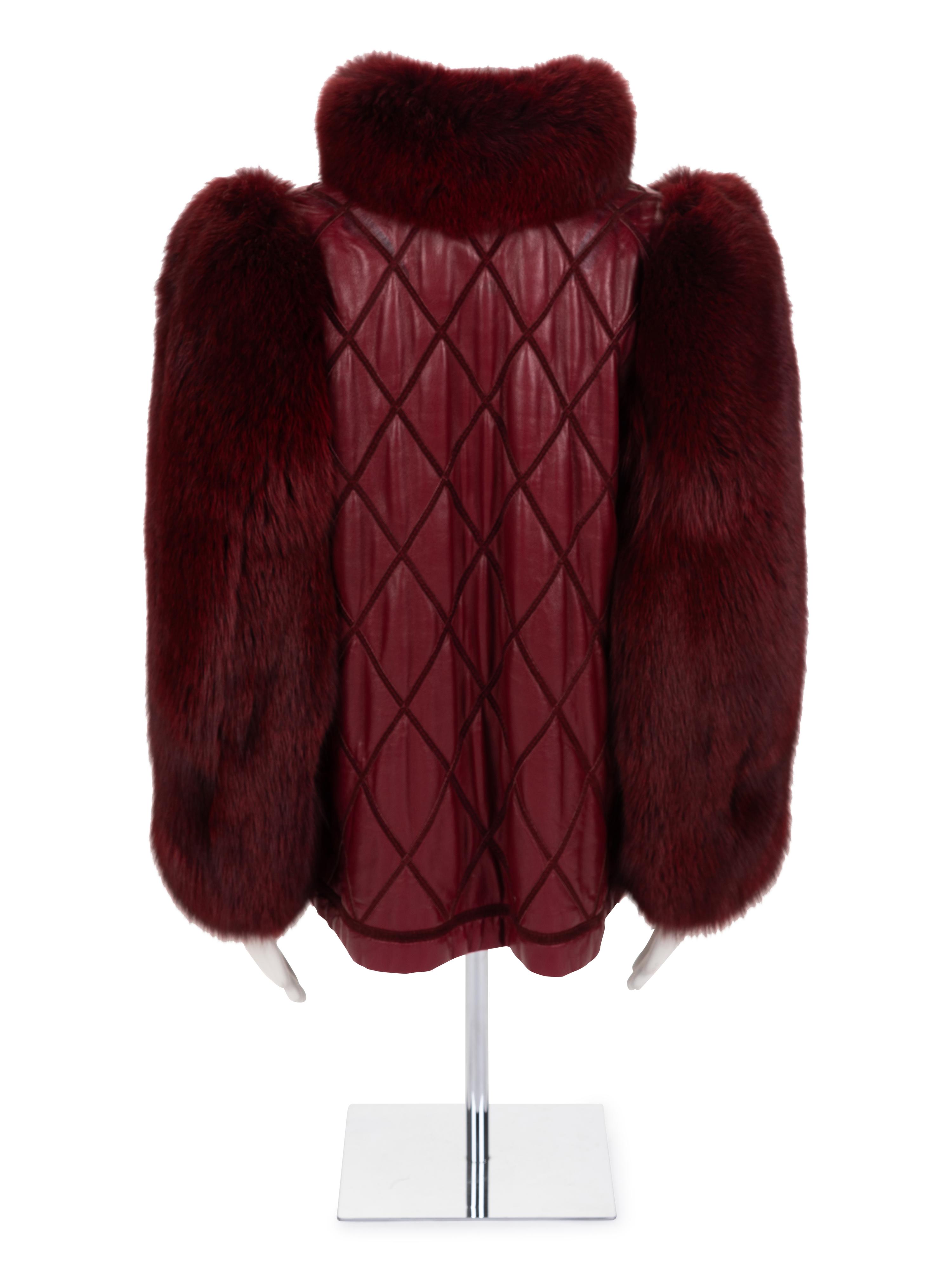 Christian Dior Leather and Fox Fur Coat, 1980s