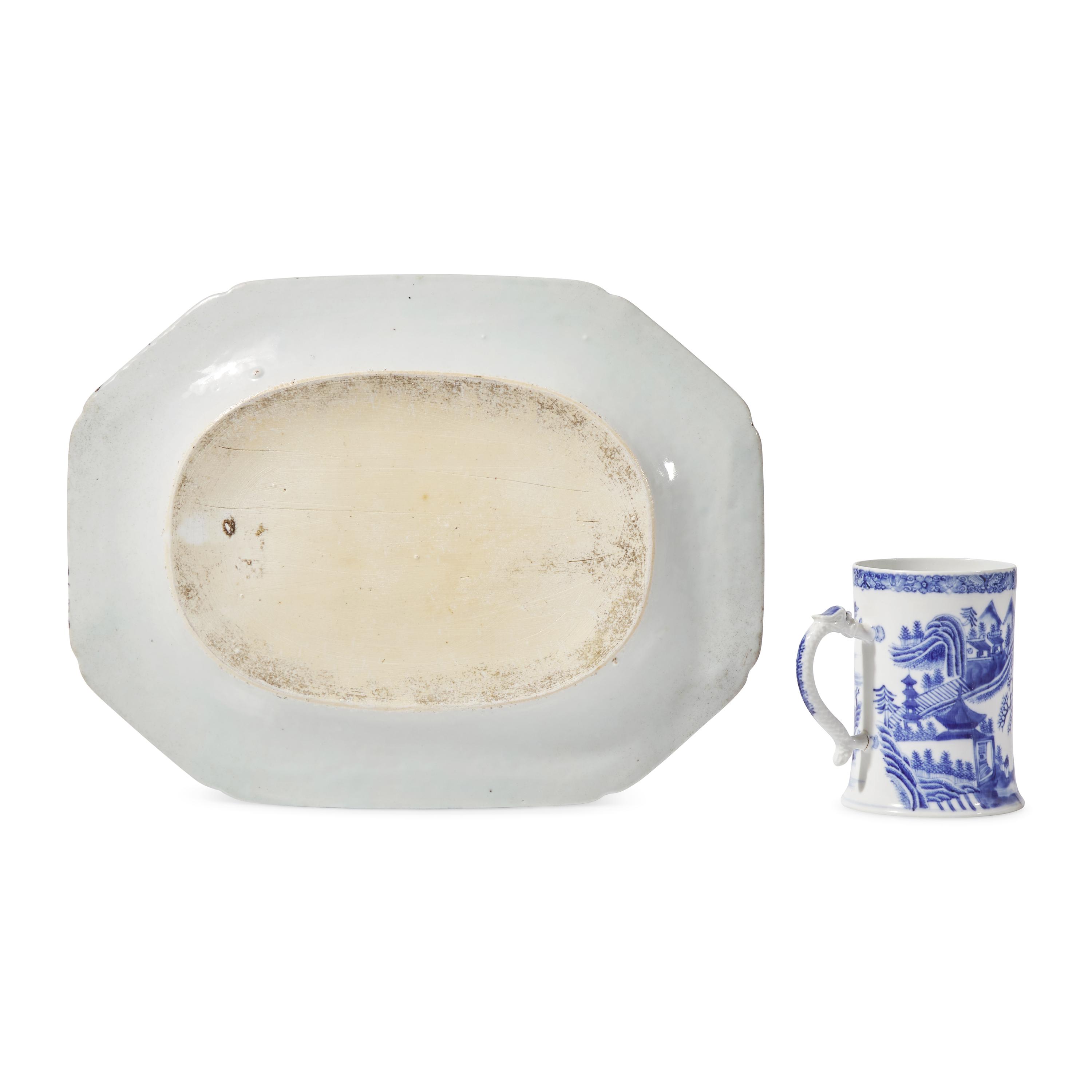 A Chinese Export Porcelain Blue Fitzhugh Platter and Mug
