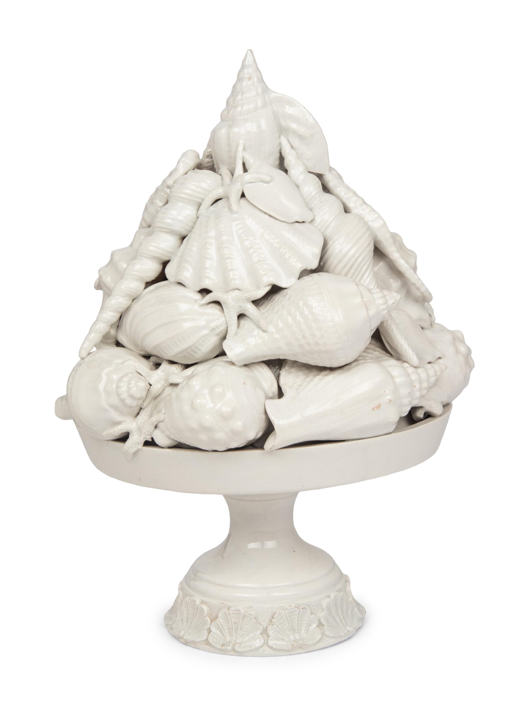 An Italian White Glazed Earthenware Centerpiece