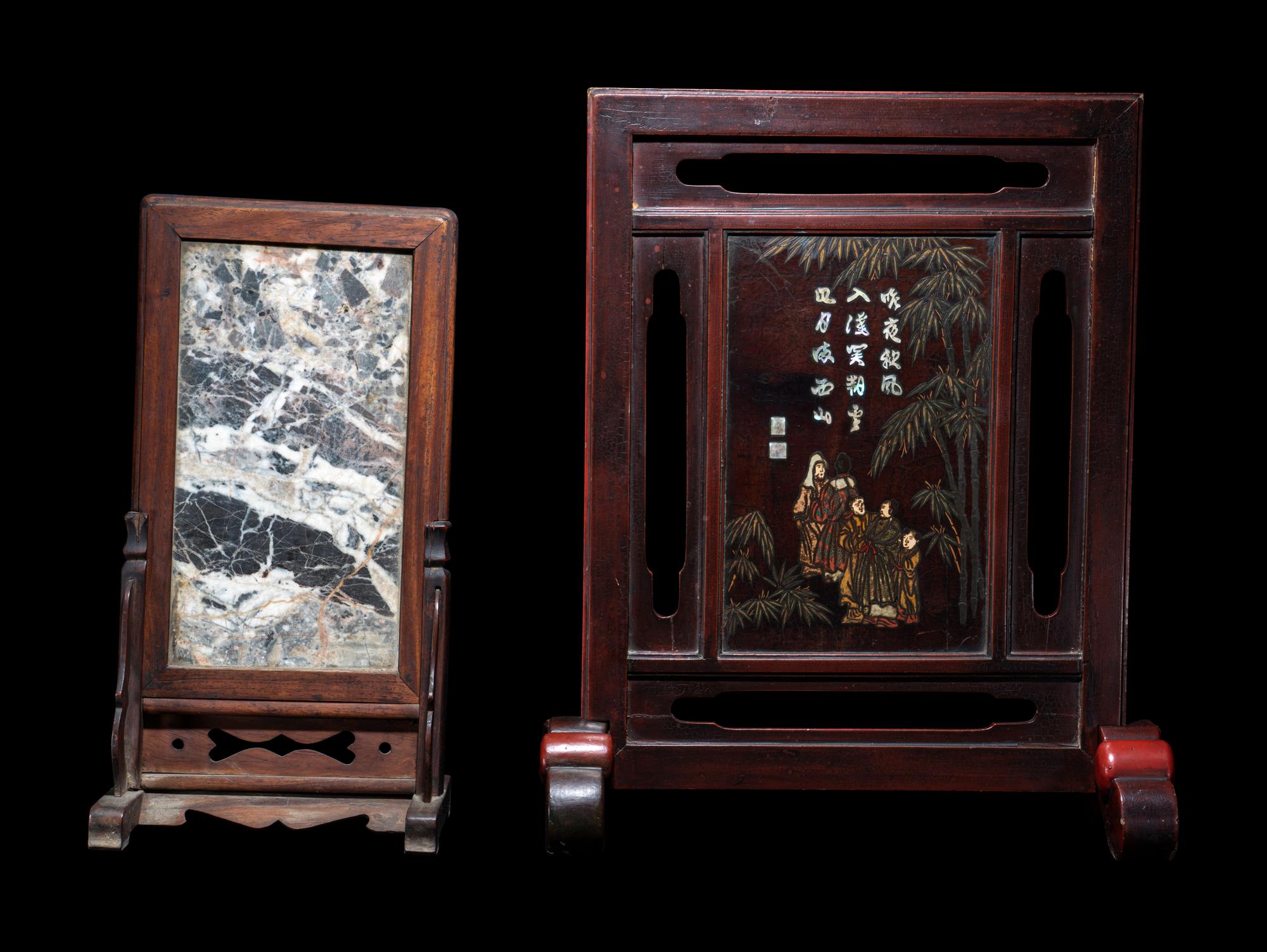 Two Chinese and Japanese Table Screens