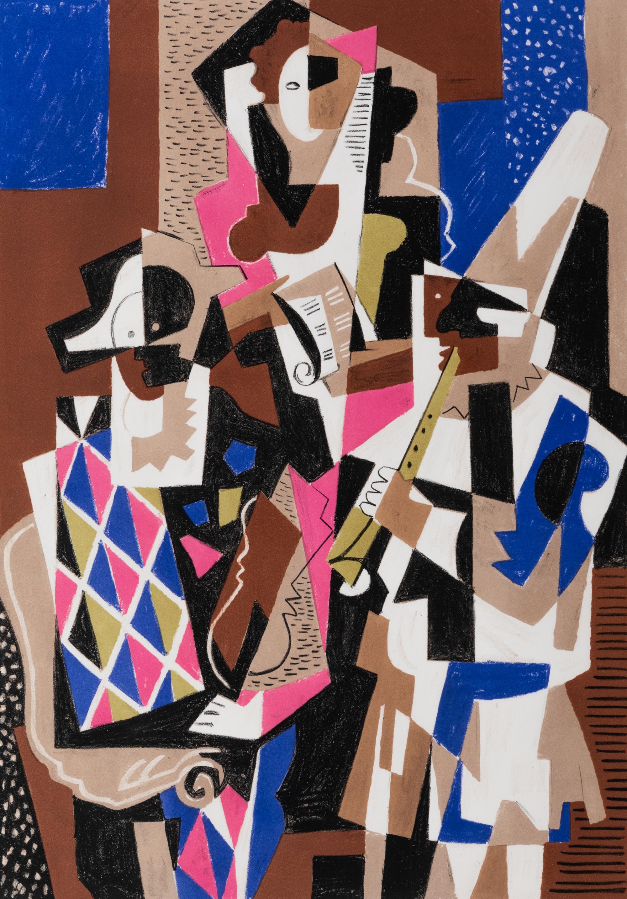 Gino Severini, (Italian, 1883-1966), Two Harlequins, 1955