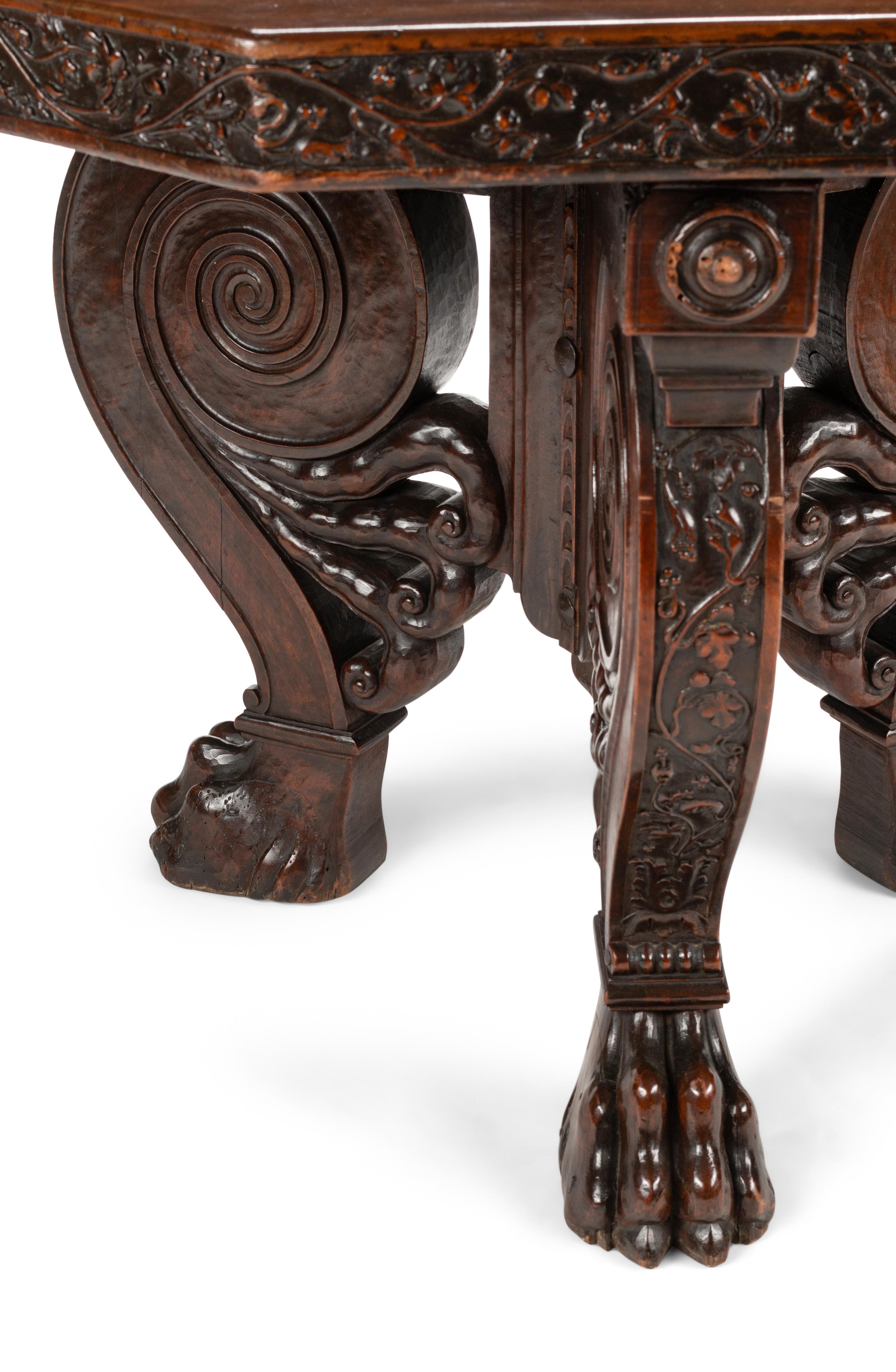 An Italian Baroque Carved Walnut Center Table
