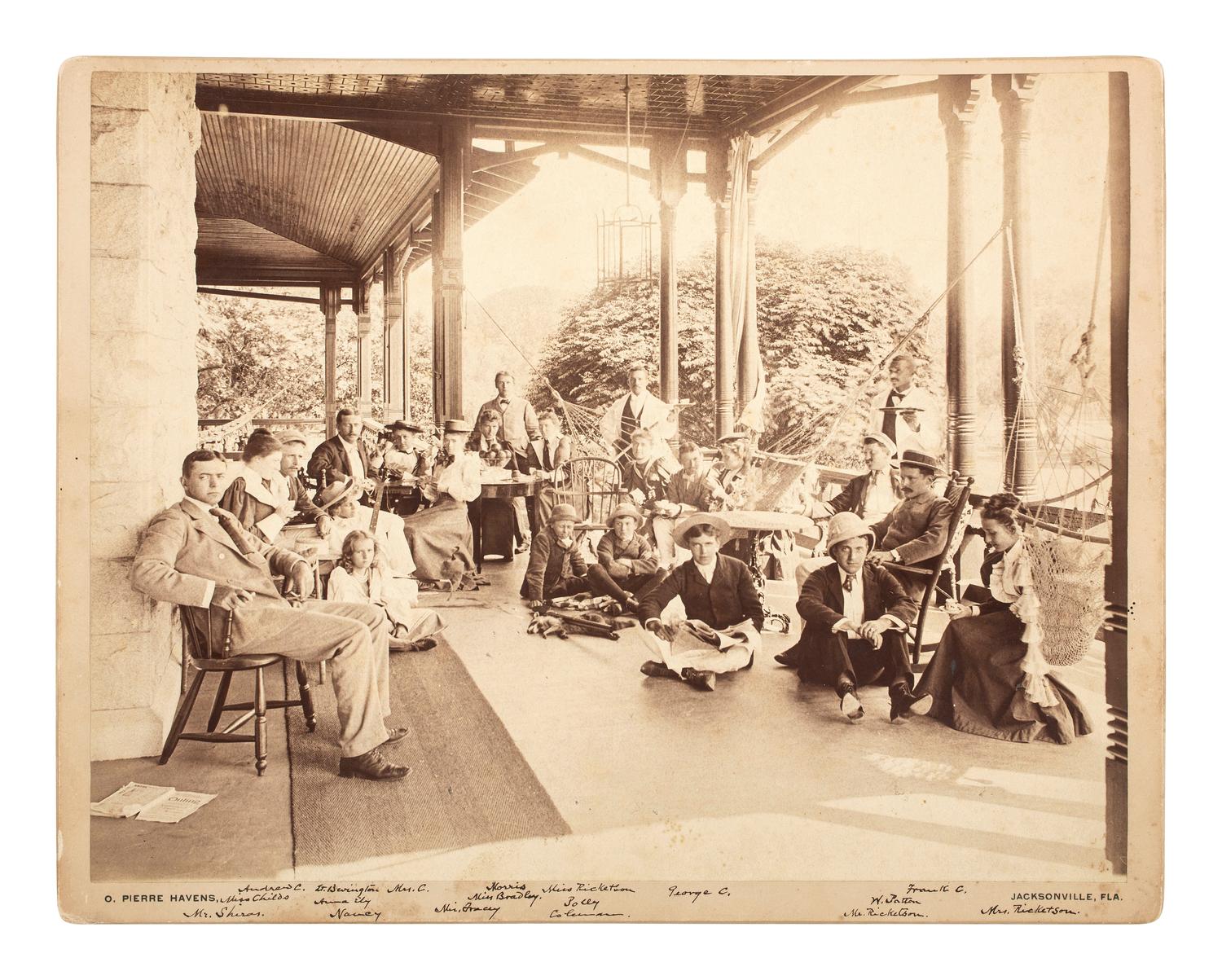 Thomas Carnegie [CARNEGIE, Thomas (1843-1886)]. HAVENS, O. Pierre (1838-1912), photographer. A group of 6 photographs of "Dungeness," Thomas Carnegie's Cumberland Island, Georgia, estate, including views of the grounds, family, and friends. ca 1880s.