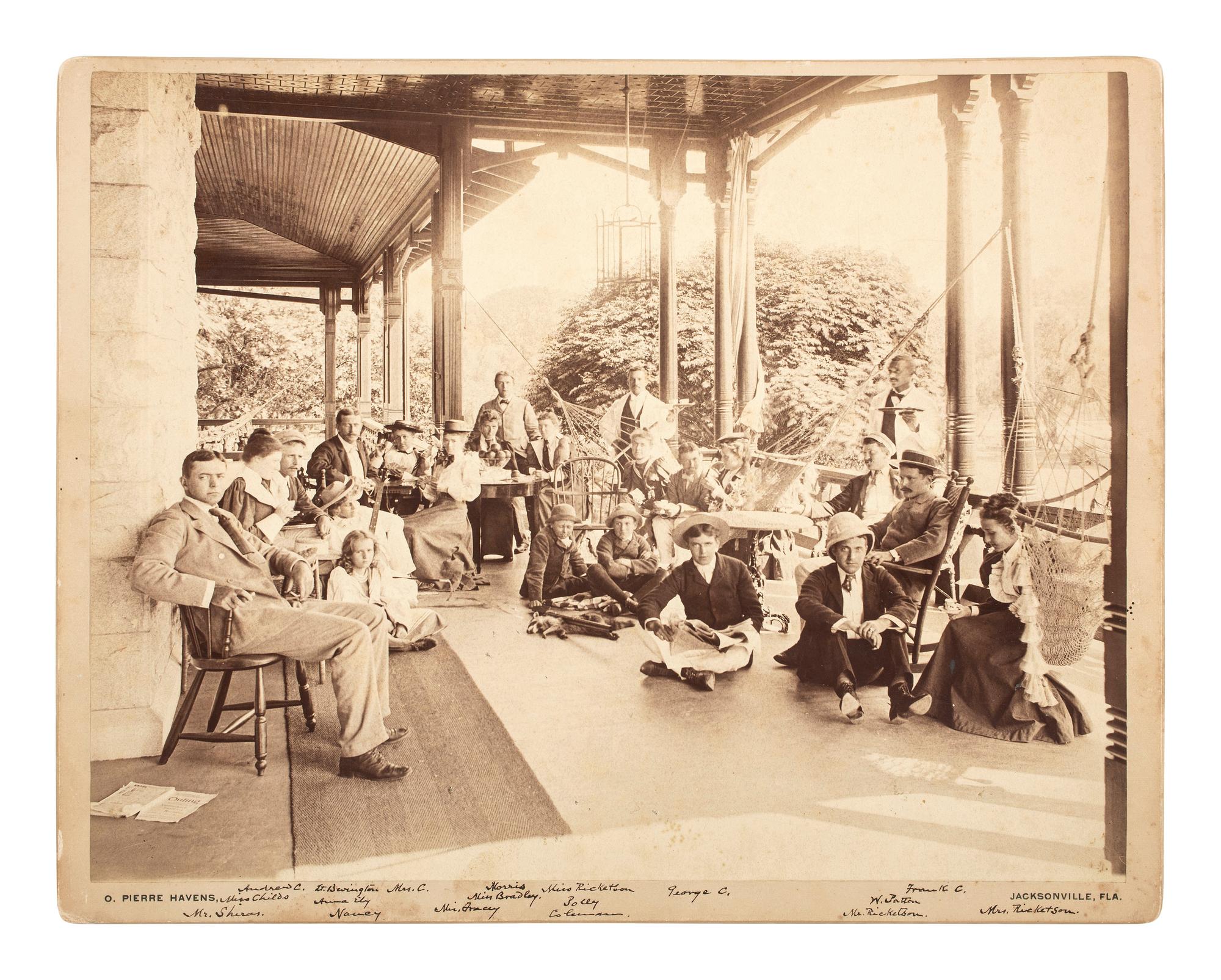 Thomas Carnegie [CARNEGIE, Thomas (1843-1886)]. HAVENS, O. Pierre (1838-1912), photographer. A group of 6 photographs of "Dungeness," Thomas Carnegie's Cumberland Island, Georgia, estate, including views of the grounds, family, and friends. ca 1880s.