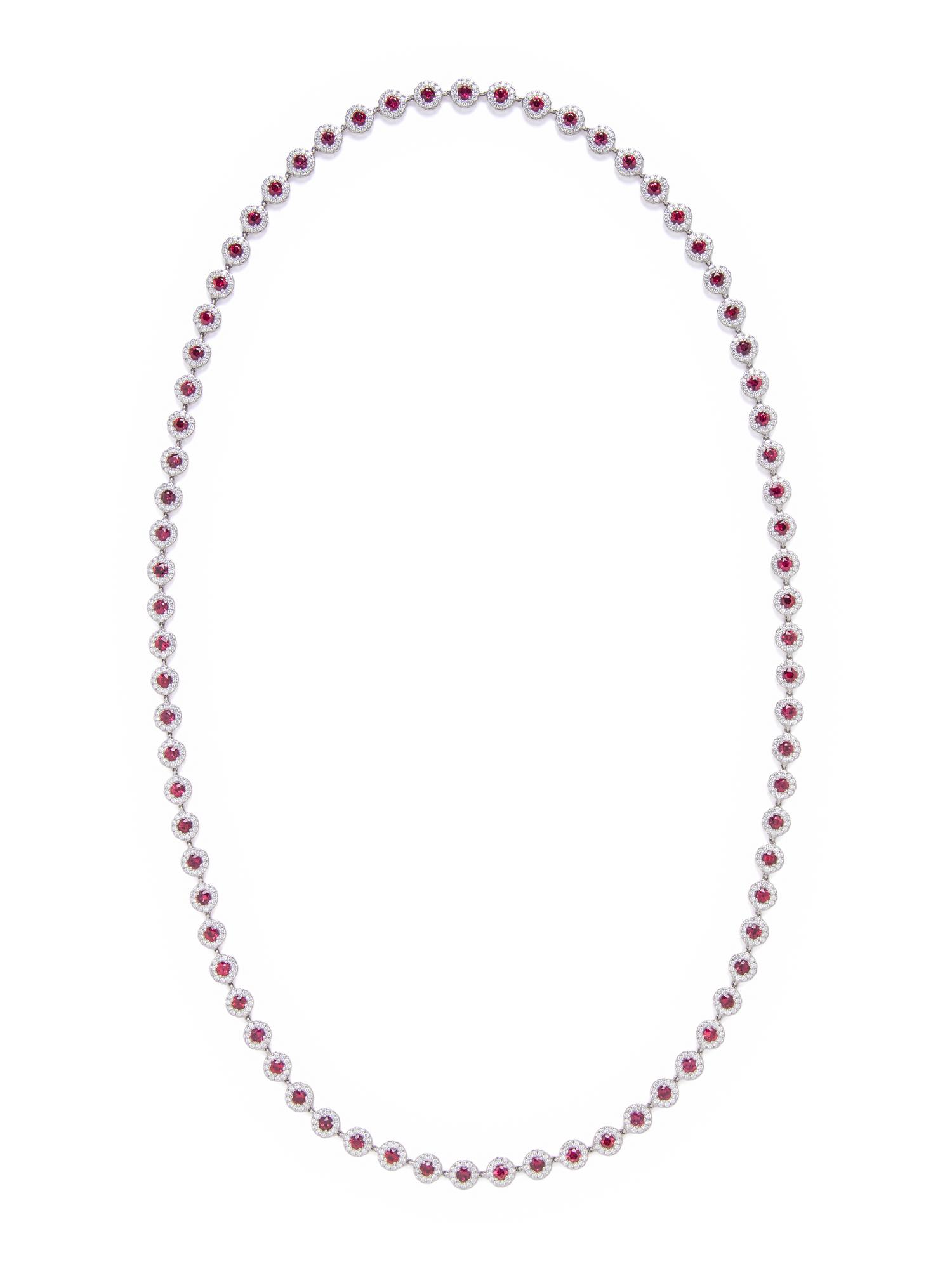TIFFANY & CO., RUBY, DIAMOND, AND PLATINUM 'COBBLESTONE' NECKLACE