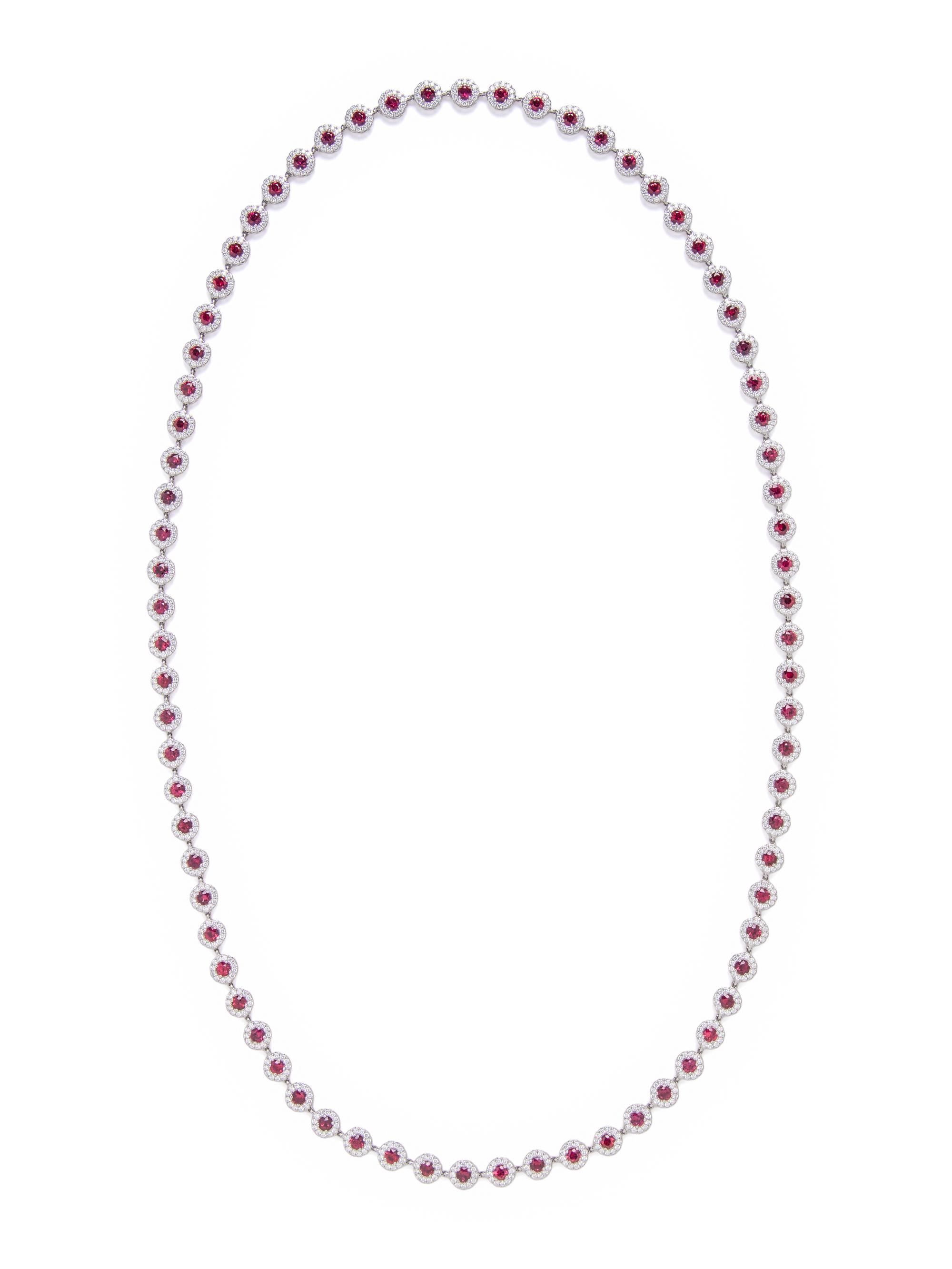 TIFFANY & CO., RUBY, DIAMOND, AND PLATINUM 'COBBLESTONE' NECKLACE