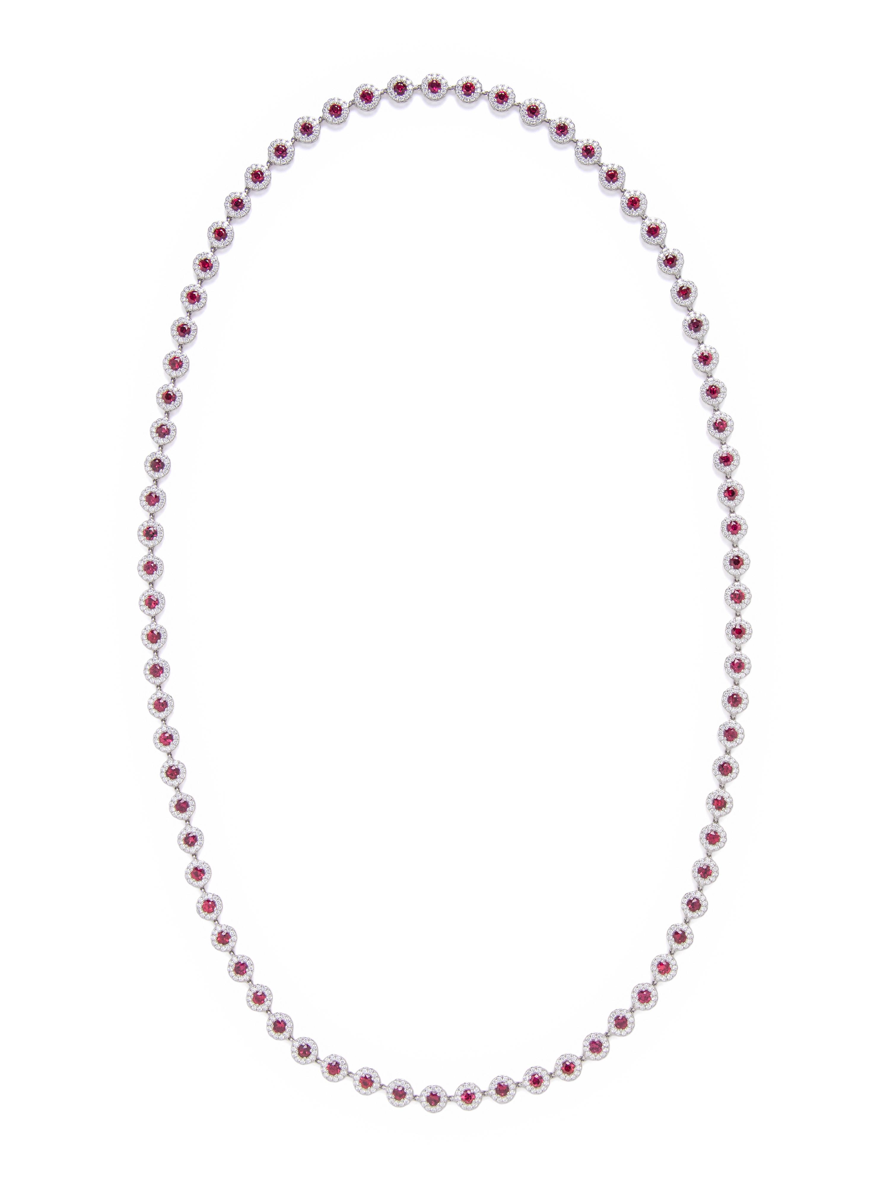 TIFFANY & CO., RUBY, DIAMOND, AND PLATINUM 'COBBLESTONE' NECKLACE