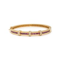 RUBY, DIAMOND, AND YELLOW GOLD BANGLE BRACELET