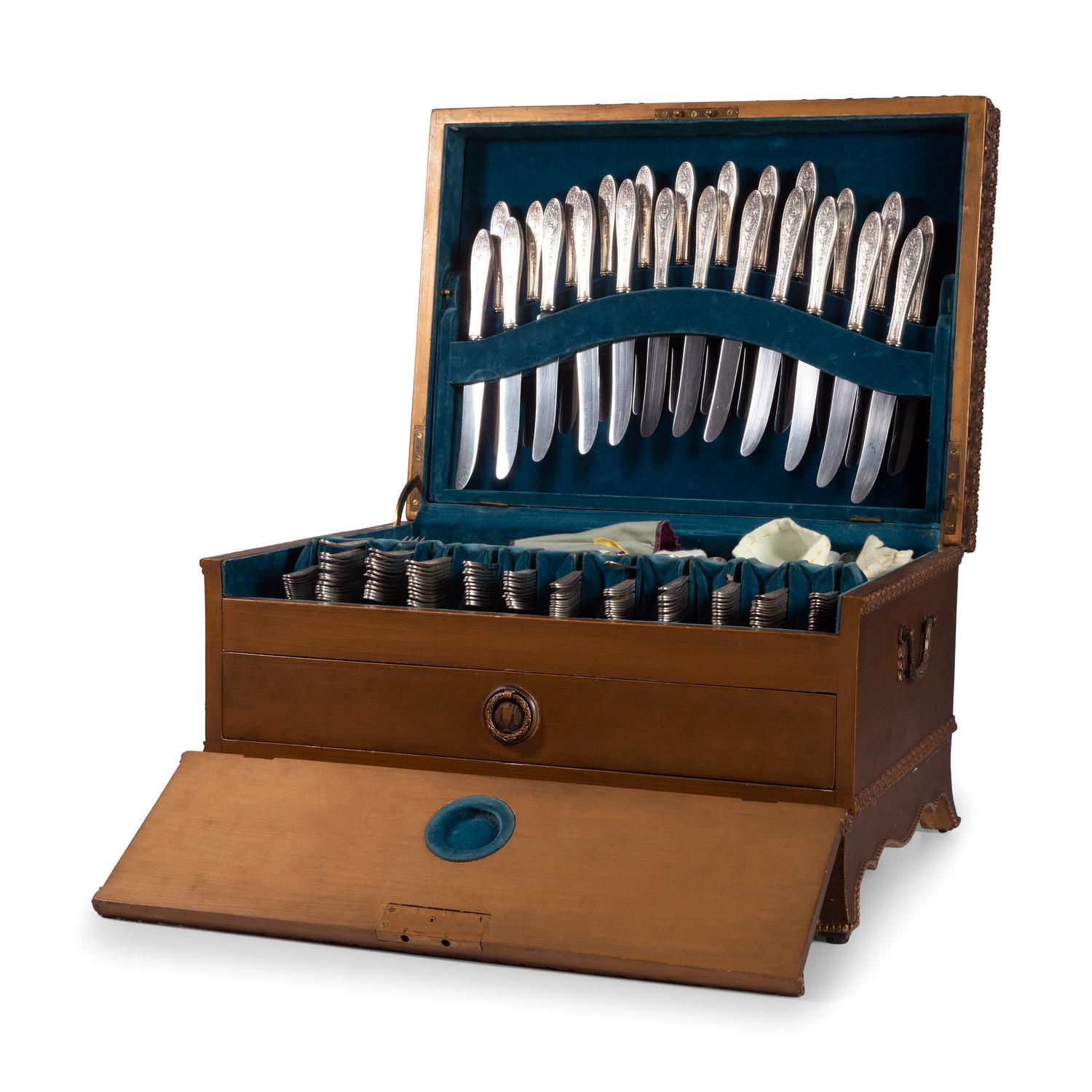 An International Silver Flatware Service in Custom Case