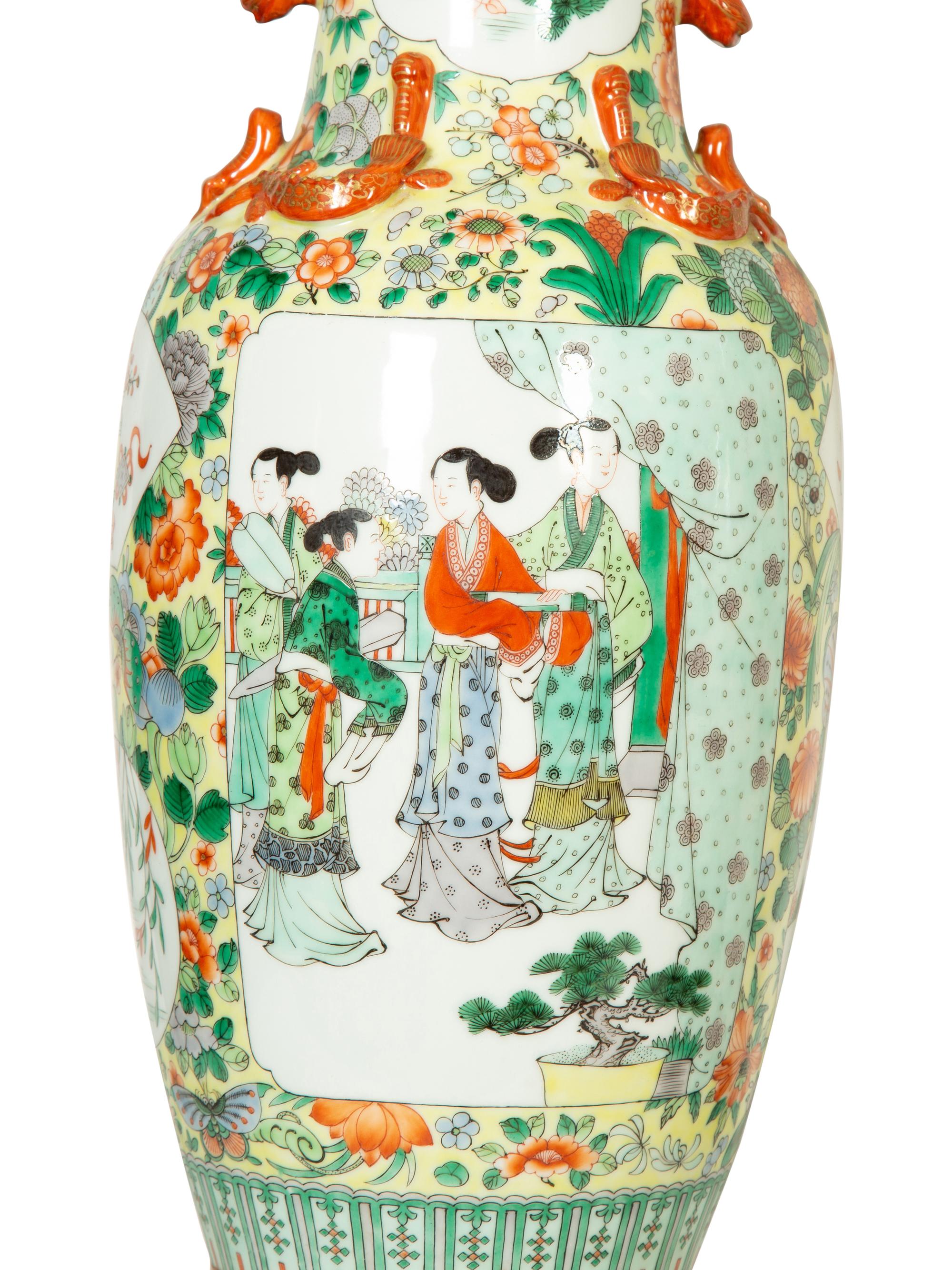 A Pair of Chinese Porcelain Vases Mounted as Lamps