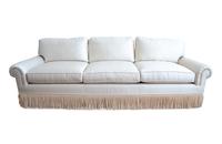 A Three Cushion Linen Silk Upholstered Sofa — 20TH CENTURY