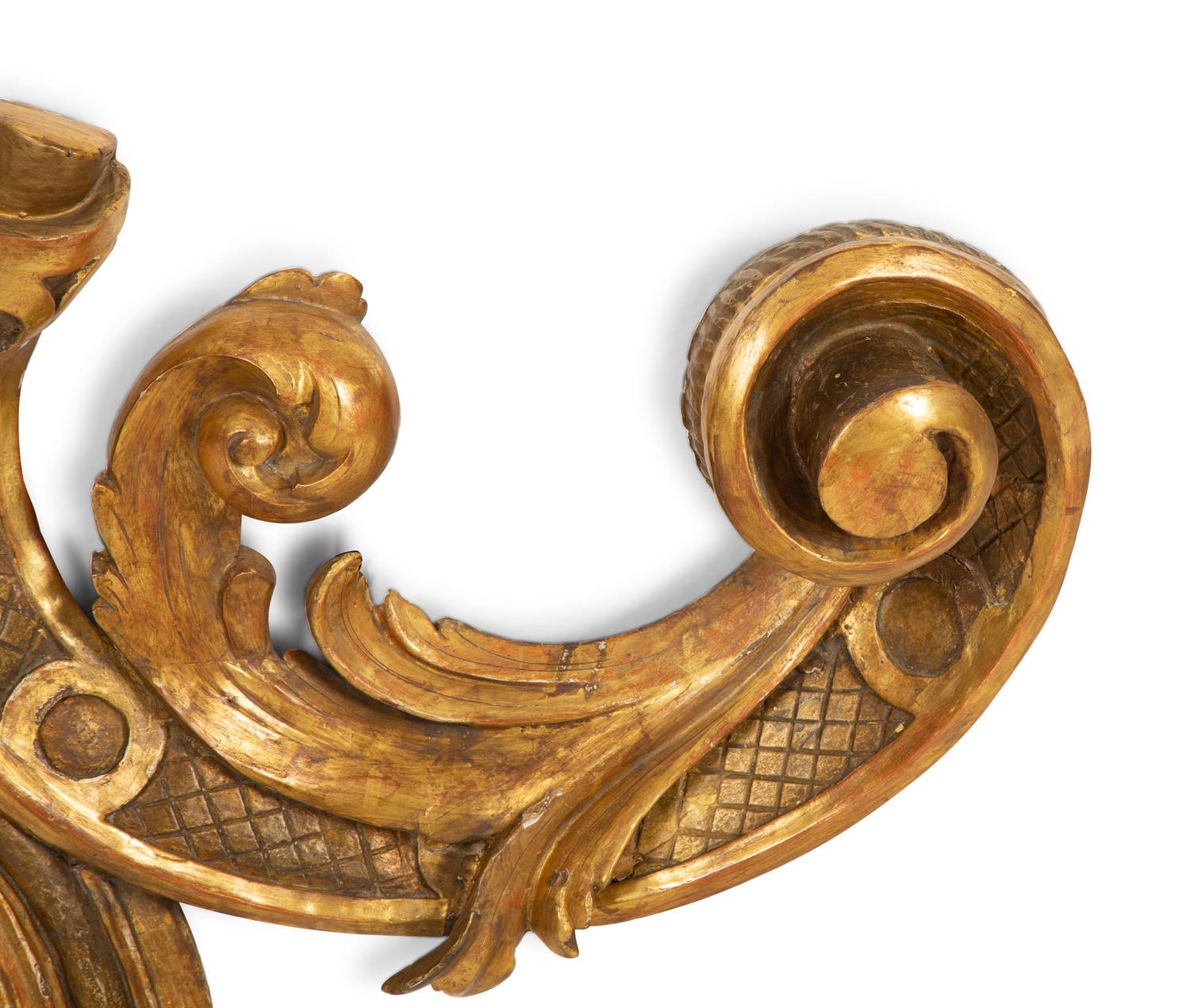 A Pair of Italian Giltwood Foliate Scroll Wall Appliques — 19th/20th Century