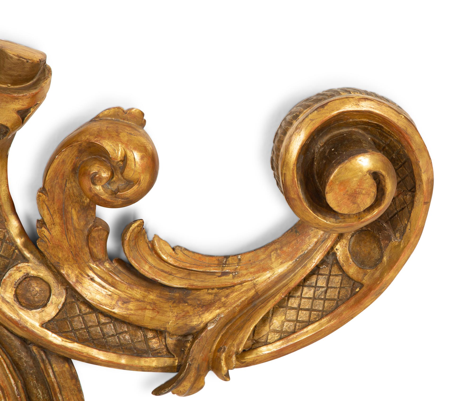 A Pair of Italian Giltwood Foliate Scroll Wall Appliques — 19th/20th Century