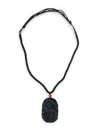 CARVED BLACK JADE PENDANT