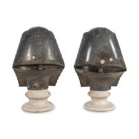 A Pair of Egyptian Revival Grey Variegated Marble Busts of Antinous