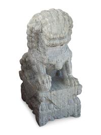 A Pair of Large Chinese Carved Green Marble Fu-Lions