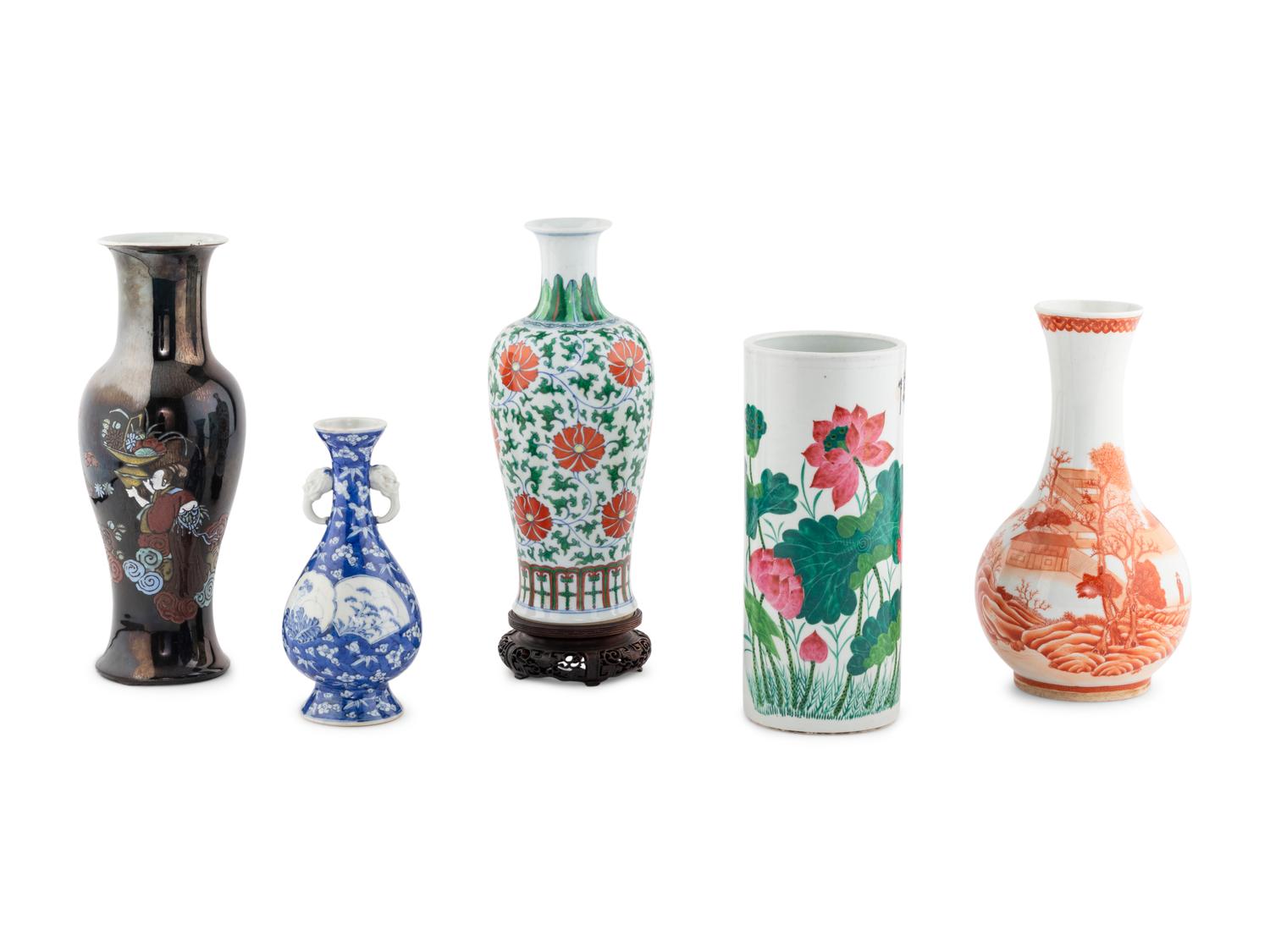 Five Chinese Porcelain Vases